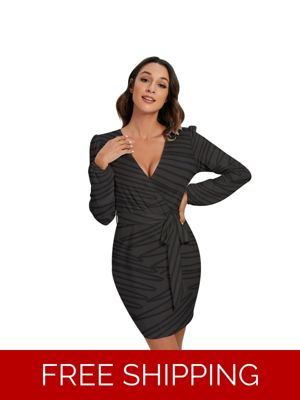 Motiff Long Sleeve Dress with Waist Belt